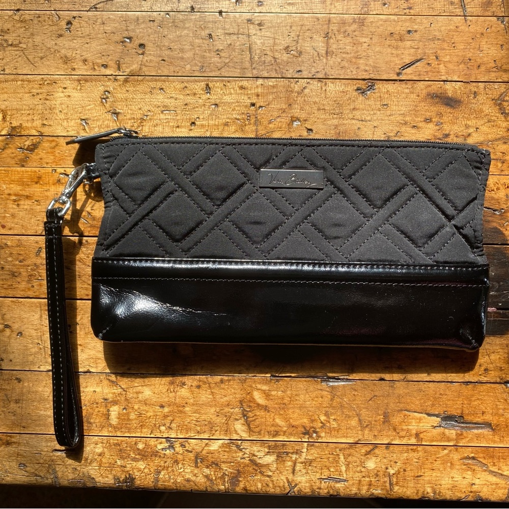 Vera Bradley wristlet solid black microfiber